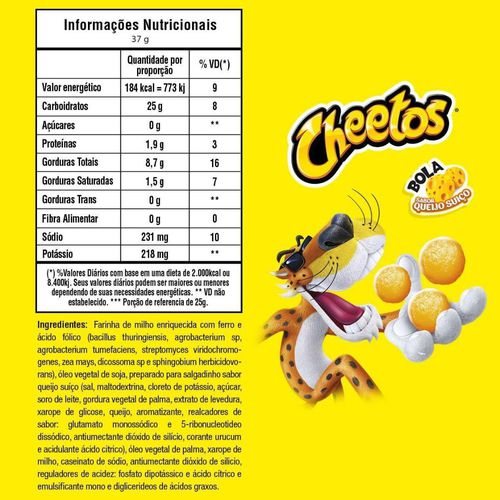 Salgadinho de Milho Bola Queijo Suiço Elma Chips Cheetos 37G em