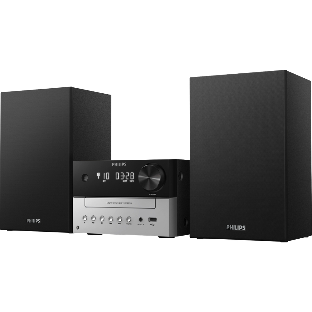 Micro System Philips Com Conexão Bluetooth, Cd-player, Rádio Fm, Usb, Auxiliar E Relógio Digital Tam3205/78