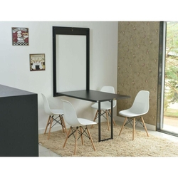 Kit Mesa Dobrável Retrátil 120x75 Preta + 4 Cadeiras Charles Eames Branca Menor preço em Kit Mesa Dobrável Retrátil 120x75 Preta + 4 Cadeiras Charles Eames Branca