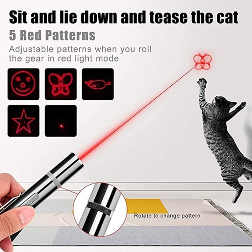 Cat Toys Long Range 3 Modes Projection Playpen for Kitten Outdoor Pet Chaser Tease Stick Training Exercise Red Light Pointer Interactive Toys for Indoor Cats Dogs 