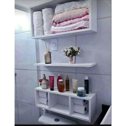 Kit Banheiro Branco 100% Mdf Nicho Lisa Prateleira Branca Menor preço em Kit Banheiro Branco 100% Mdf Nicho Lisa Prateleira Branca
