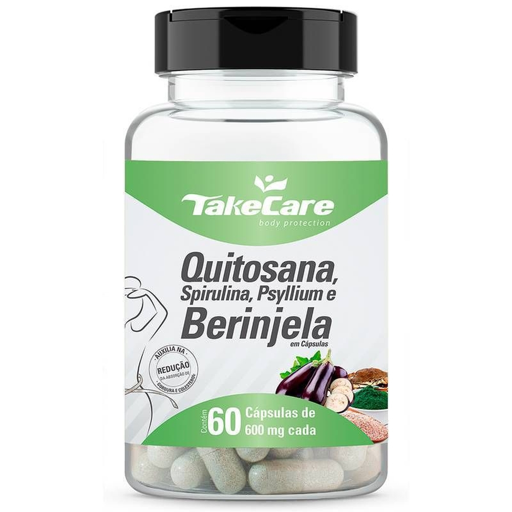 Quitosana Spirulina Psyllium E Berinjela 600mg 60cps Take Care Em ...