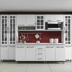 Cozinha Completa Fidelita Viena Modulada 6 Peças 295 CM 15 Portas 3 Gavetas Com Tampo Branco Menor preço em Cozinha Completa Fidelita Viena Modulada 6 Peças 295 CM 15 Portas 3 Gavetas Com Tampo Branco