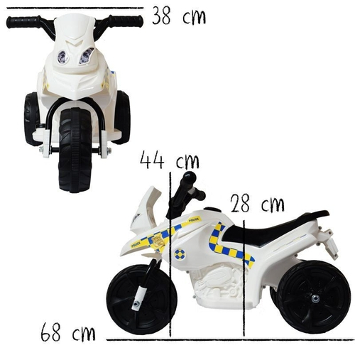 Mini Moto Elétrica Triciclo Criança Infantil Bateria Policia