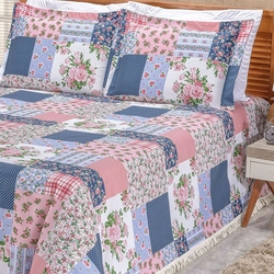 Colcha Cobre Leito Queen Size La Bella 3 Peças Estampada Patchwork Rosa Menor preço em Colcha Cobre Leito Queen Size La Bella 3 Peças Estampada Patchwork Rosa