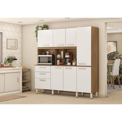 Menor preço em Kit Cozinha Compacta 8 Portas 2 Gavetas Fascinio Amendola/Branco - Demobile