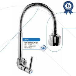 Torneira Cozinha Gourmet Flexível Luxo Parede 1/4 De Volta Metal é boa?