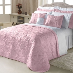 Kit Cobre Leito Bordado Melody Casal Queen 5 Peças 180 Fios Rosê Menor preço em Kit Cobre Leito Bordado Melody Casal Queen 5 Peças 180 Fios Rosê