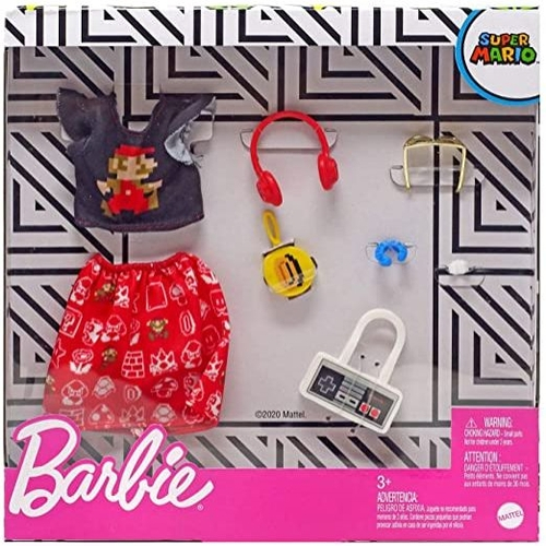 Barbie Storytelling Fashion Pack of Doll Clothes Inspired by Super Mario Graphic Top Print Skirt 6 Video Game Themed Accessories Dolls Gift for 3 to 8 Year Olds Importado em Promocao na Americanas