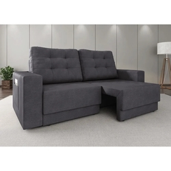 Sofá London Retrátil 3 Lugares Grafite Velosuede - NETSOFAS Menor preço em Sofá London Retrátil 3 Lugares Grafite Velosuede - NETSOFAS