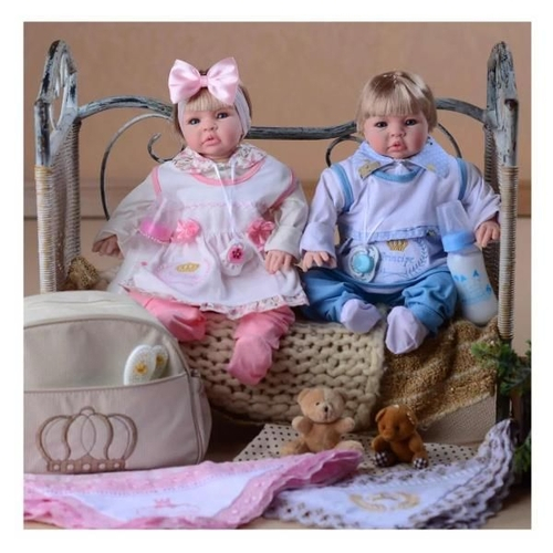 Bebê Reborn Toda Silicone Casal Gêmeos 28cm Menino e Menina em Promoção na  Americanas