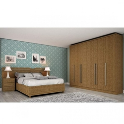 Quarto de Casal Completo com Guarda Roupa, Cabeceira e Cama Casal Sevilla Siena Móveis Imbuia Menor preço em Quarto de Casal Completo com Guarda Roupa, Cabeceira e Cama Casal Sevilla Siena Móveis Imbuia