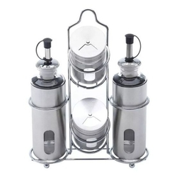 Kit Galheteiro De Vidro Em Aço Inox Com 5 Pçs Porta Condimentos Tempero Azeite Sal Vinagre Menor preço em Kit Galheteiro De Vidro Em Aço Inox Com 5 Pçs Porta Condimentos Tempero Azeite Sal Vinagre