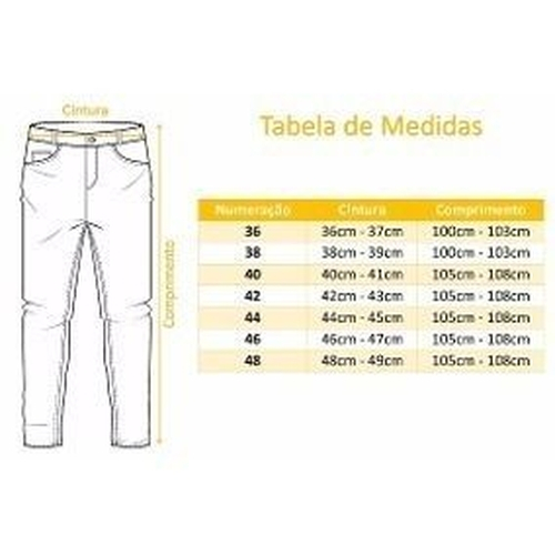 medidas de calças americanas
