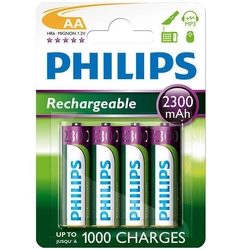 Pilha recarregável Philips AA 2300 mAh 4 unidades é boa?