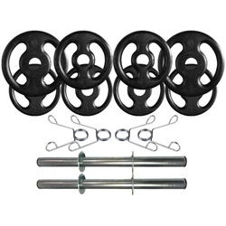 Kit com Barras de Halteres e Anilhas de Ferro Fundido - 14 Kg Menor preço em Kit com Barras de Halteres e Anilhas de Ferro Fundido - 14 Kg