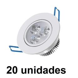 Menor preço em Kit 20 Spot Led Dicróica Embutir Redondo Direcionável 3w Branco Frio 6000k Bivolt