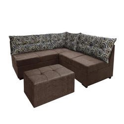 Menor preço em Sofá de Canto Renaut c/Puff Mamflex Suede Marrom / Flor