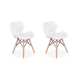 Kit 02 Cadeiras Charles Eames Eiffel Slim Wood Estofada - Branca Menor preço em Kit 02 Cadeiras Charles Eames Eiffel Slim Wood Estofada - Branca