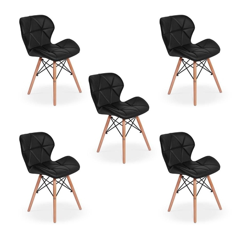 Kit 05 Cadeiras Charles Eames Eiffel Slim Wood Estofada Preta Em Promoção Ofertas Na Americanas Kit 05 Cadeiras Charles Eames Eiffel, Are Eames Dining Chairs Comfortable