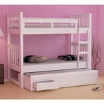Treliche Saraiva Madeira Maciça Com 3 Gavetas E Cama Auxiliar Com Rodízios Branco Lavado Saraiva