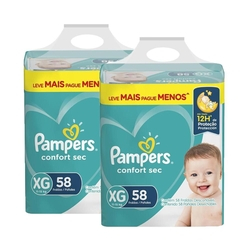 Kit Fralda Pampers Confort Sec Nova Super Tamanho XG 116 Unidades Menor preço em Kit Fralda Pampers Confort Sec Nova Super Tamanho XG 116 Unidades