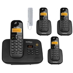 Kit Telefone Fixo Sem Fio Com Secretaria Eletronica + 3 Ramal Com Saudação de Atendimento Automatico