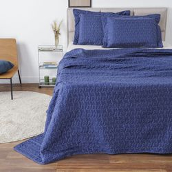 Menor preço em Colcha Cobre leito Casal Boutis Marinho com 2 Porta Travesseiros - Home Basics