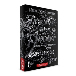 Bíblia JesusCopy Lettering Capa Preta Coração Chalckboard Menor preço em Bíblia JesusCopy Lettering Capa Preta Coração Chalckboard