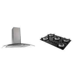 Kit Fogatti Coifa Parede 80cm Vidro Curvo e Cooktop V500x Preto Inox Menor preço em Kit Fogatti Coifa Parede 80cm Vidro Curvo e Cooktop V500x Preto Inox