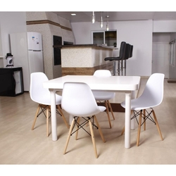 Kit Mesa De Jantar França 110x80 Branca + 04 Cadeiras Charles Eames - Branca Menor preço em Kit Mesa De Jantar França 110x80 Branca + 04 Cadeiras Charles Eames - Branca