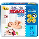 Kit com 4 Fraldas Descartáveis Turma da Mônica Jumbo M - 28 unidades