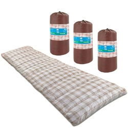 Menor preço em Kit 3 Colchonetes Solteiro 190x60 C/ Bolsa Xadrez Marrom