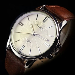 Menor preço em Relógio Masculino Yazole 332 Pulseira Em Couro Marrom