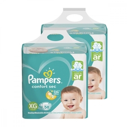 Kit de Fraldas Pampers XG Confort Sec Super - 116 Unidades Menor preço em Kit de Fraldas Pampers XG Confort Sec Super - 116 Unidades