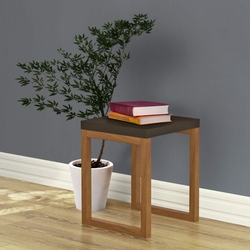 Mesa Lateral 40cmx40cm Joo Espresso Móveis Cinza Escuro/Mel Menor preço em Mesa Lateral 40cmx40cm Joo Espresso Móveis Cinza Escuro/Mel