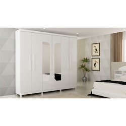 Guarda Roupas Roupeiro Gelius Infinity 6 Portas E 5 Gavetas Com Pés E Espelho - Branco Menor preço em Guarda Roupas Roupeiro Gelius Infinity 6 Portas E 5 Gavetas Com Pés E Espelho - Branco