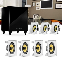 Menor preço em Kit Home Theater 7.1 JBL Caixa de Embutir Residencial Gesso Ci6SA + Ci6S + Sub 210