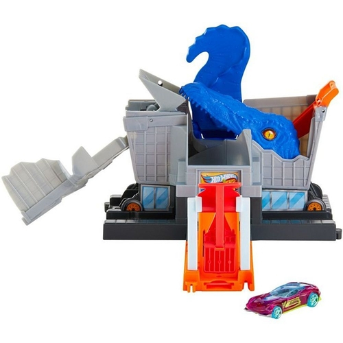 TESTANDO A NOVA SUPER PISTA HOT WHEELS DO T-REX AZUL GIGANTE