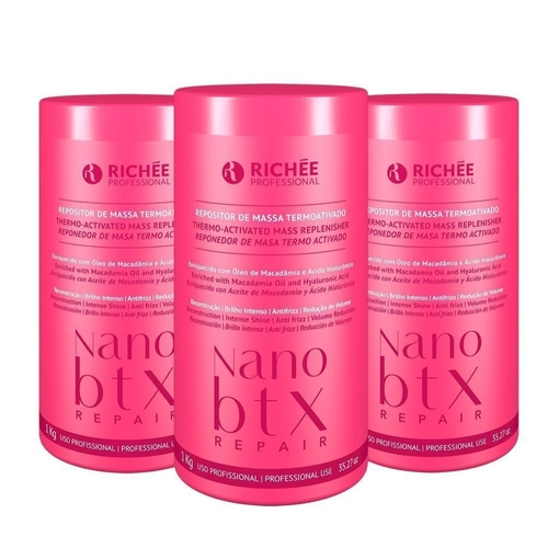 Qual o preço do(a)Richée Nano Btx Repair Repositor De Massa Kit Salão Profissional (3x1kg) Richée Nano Btx Repair Repositor De Massa Kit Salão Profissional (3x1kg)