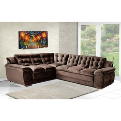 Sofá de Canto Alaska 6 Lugares 2,02x2,51 Mts Tecido Suede Café - Umaflex Menor preço em Sofá de Canto Alaska 6 Lugares 2,02x2,51 Mts Tecido Suede Café - Umaflex
