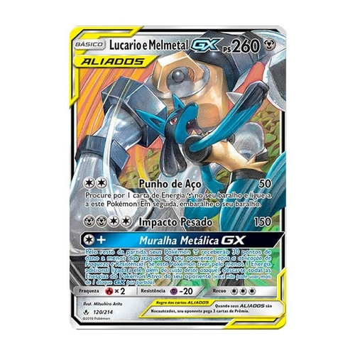 Carta Pokémon Em Metal Lucario GX - Colecionador, Cartinhas Pokémon