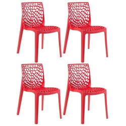 KIT - 4 x cadeiras Gruvyer - Polipropileno - Vermelho Menor preço em KIT - 4 x cadeiras Gruvyer - Polipropileno - Vermelho