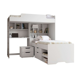 Beliche Office New+Cama Santos Andirá e Mesa Branco Menor preço em Beliche Office New+Cama Santos Andirá e Mesa Branco