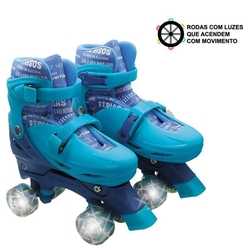 Patins 4 Rodas Paralelas com Luz - Azul - Unik Toys - TAMANHO: 35_ao_38 Menor preço em Patins 4 Rodas Paralelas com Luz - Azul - Unik Toys - TAMANHO: 35_ao_38