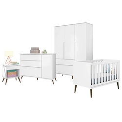 Quarto Infantil Retro Alice com Mesa e Berço Americano Theo Branco - PR Baby/Reller Móveis Menor preço em Quarto Infantil Retro Alice com Mesa e Berço Americano Theo Branco - PR Baby/Reller Móveis