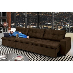 Sofá Austrália 4,12 Mts Retrátil, Reclinável Com Molas e Pillow no Assento Tecido Suede Café - Cama InBox Menor preço em Sofá Austrália 4,12 Mts Retrátil, Reclinável Com Molas e Pillow no Assento Tecido Suede Café - Cama InBox