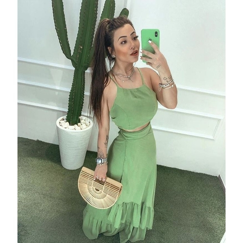 conjunto saia envelope e blusa