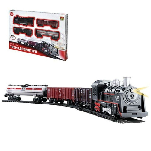 Ferrorama Trem A Pilhas Máquina Locomotiva Pista Som E Luz