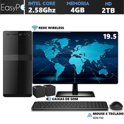 Computador Easy PC Connect Intel Dual Core 2.58Ghz (Gráficos Intel HD) 4GB HD 2TB Wifi Monitor 19.5 LED HDMI Menor preço em Computador Easy PC Connect Intel Dual Core 2.58Ghz (Gráficos Intel HD) 4GB HD 2TB Wifi Monitor 19.5 LED HDMI
